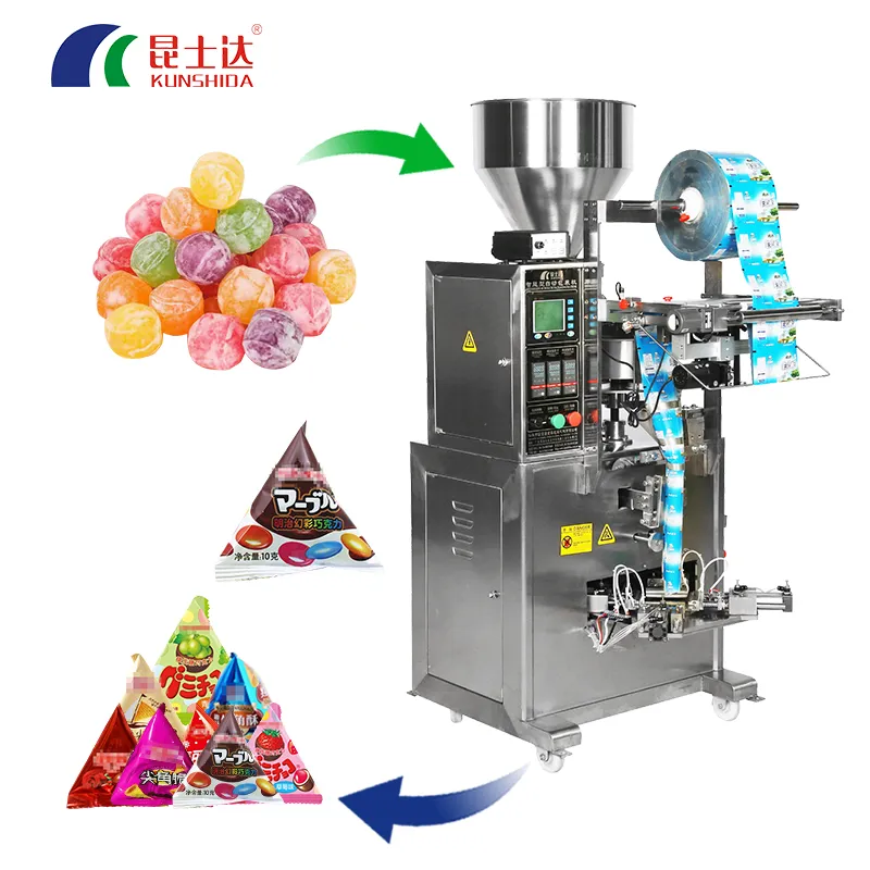Automatic Filling Filled Granule Hard Jelly Fully Soft Candy Cheese Toffee Machine Jelly Candy Triangle Packing Machine